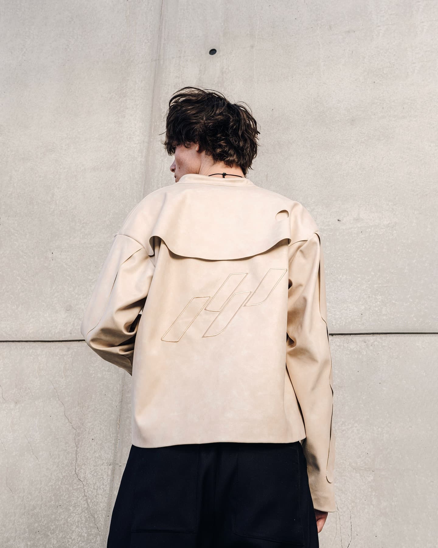 mujo jacket in ivory/amaterasu pants in black