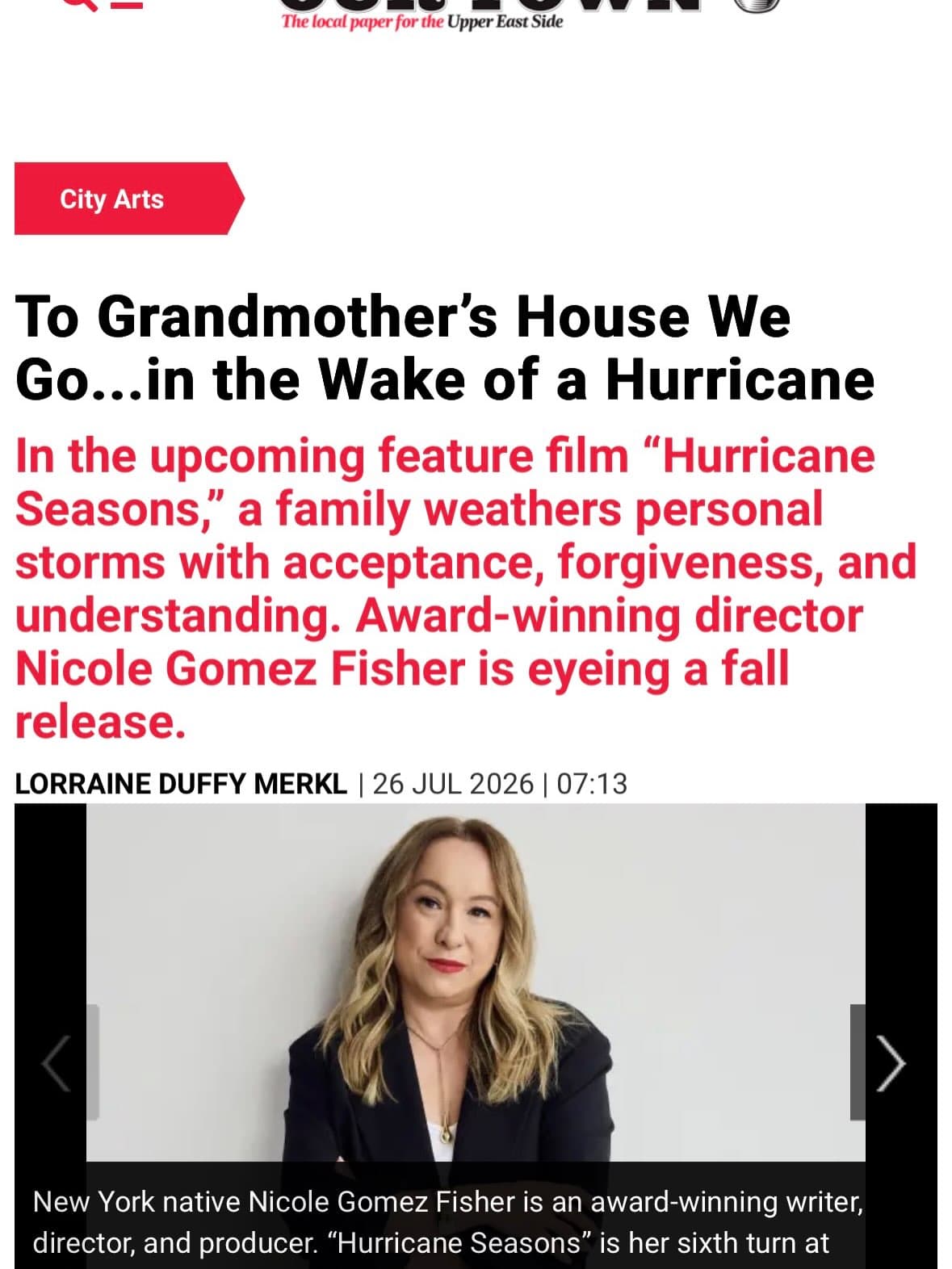 Director Nicole Gomez Fisher’s interview with @ourtownnyc about her upcoming feature film Hurricane Seasons